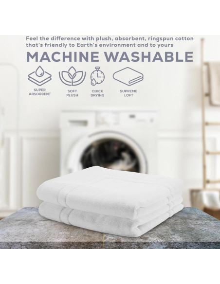 Juego de Toallas de Baño Alibi 2 Piezas Algodón Blanco 22x34cm