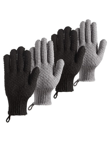 Guantes Exfoliantes para Baño Cleedy - 4 Pcs, Nylon Texturizado
