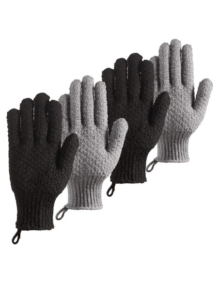 Guantes Exfoliantes para Baño Cleedy - 4 Pcs, Nylon Texturizado