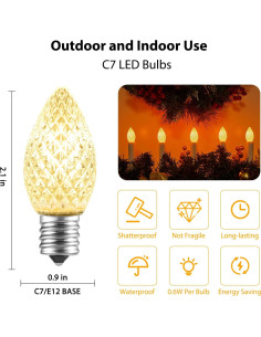 Minetom 25 Bombillas LED C7 E12 Regulables Blanco Cálido 2