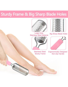Lima de Pies Exfoliador OWIIZI Acero Inoxidable 28cm Rosa 2