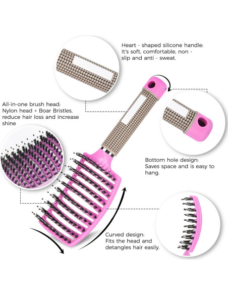 Cepillo Desenredante Mokasakiso para Cabello Rizado y Seco