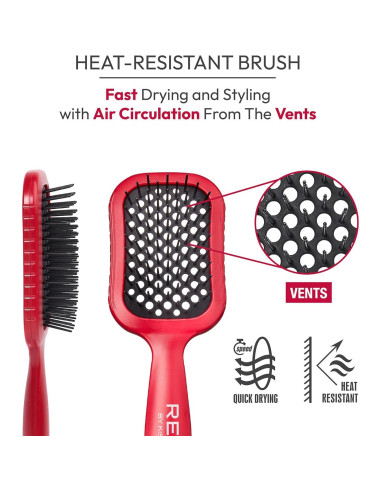 Cepillo Desenredante Ventilado RED by Kiss para Cabello Húmedo