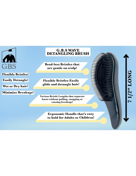 Cepillo Desenredante G.B.S Wave Negro - Paquete de 2