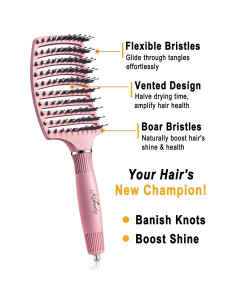 Cepillo Desenredante KTKUDY Rosa Claro para Cabello Húmedo y Seco 2