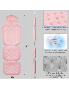 Almohada de Baño de Cuerpo Completo sxiiro Rosa 130x40 cm 2