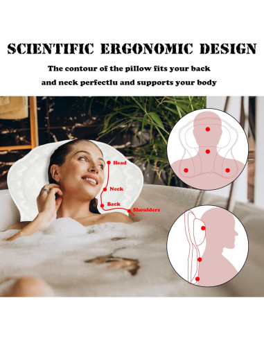Almohada de Baño Spa Djblvvs Ergonómica 43x43 cm con Ventosas