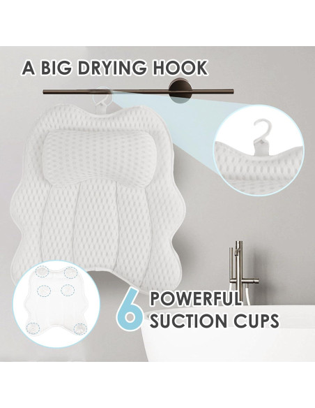 Almohada de Baño Joeyset de Malla 4D Antideslizante - Blanco