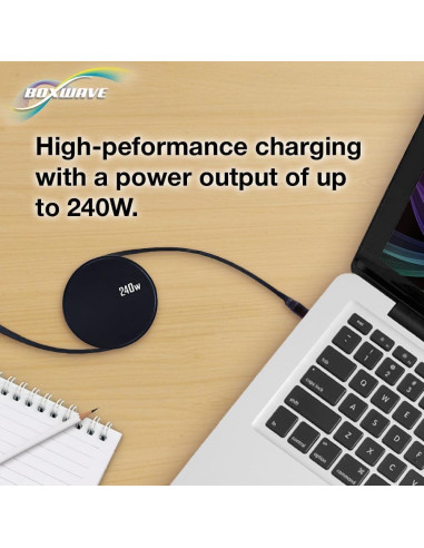 Cable BoxWave PD miniSync Retráctil 240W USB Tipo-C Negro