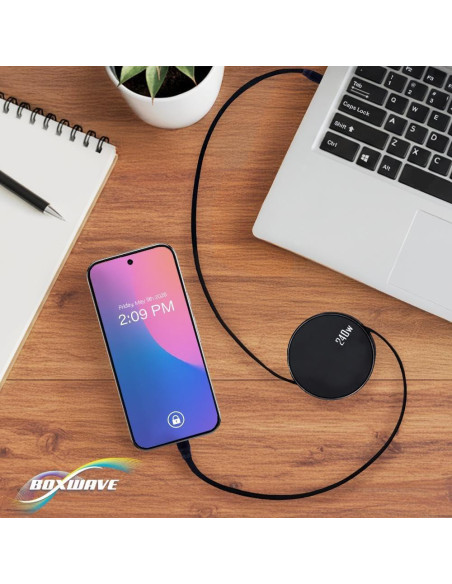 Cable BoxWave PD miniSync Retráctil 240W USB Tipo-C Negro