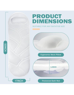 Almohada de Baño OIOJINU 127x43 cm Malla 5D con Ventosas 2