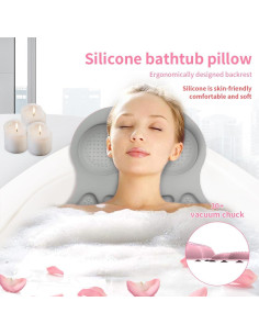 Almohada de Baño UONOCEH de Silicona Antideslizante Gris 2