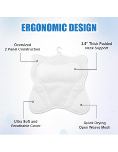 Almohada de Baño Ergonómica JOUTYFOR, Malla 4D, Lavable 2