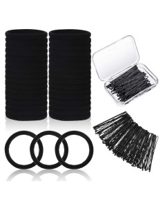 60 Sujetadores de Cabello Sin Costura y 60 Horquillas Negras