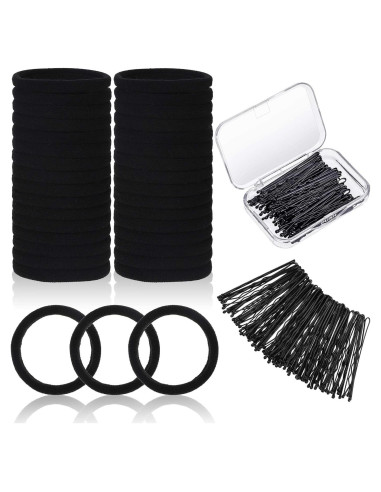 60 Sujetadores de Cabello Sin Costura y 60 Horquillas Negras
