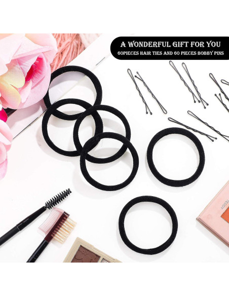 60 Sujetadores de Cabello Sin Costura y 60 Horquillas Negras
