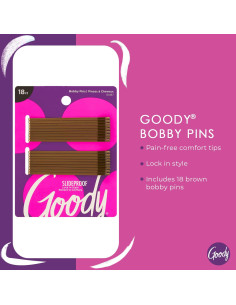 Pinzas para el Cabello Goody SlideProof 18 Unidades Marrón 2