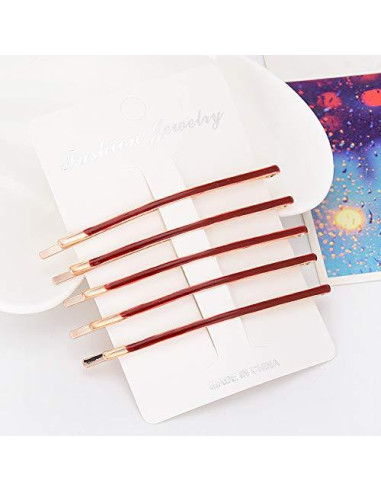 10 Pinzas de Pelo Jumbo Curvadas Metal Rojo Mollensiuer