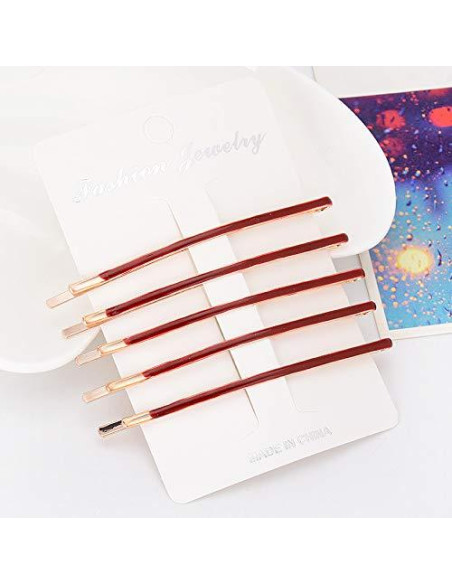 10 Pinzas de Pelo Jumbo Curvadas Metal Rojo Mollensiuer