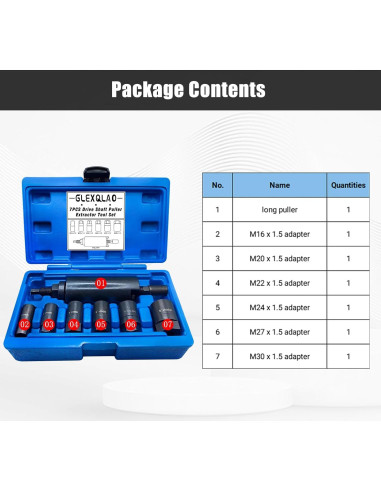 Extractor de Eje de Transmisión GLEXQLAO 7 Piezas M16 a M30