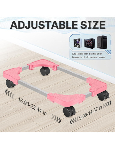 Soporte Móvil para CPU Liitrton Rosa Ajustable con Ruedas
