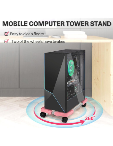 Soporte Móvil para CPU Liitrton Rosa Ajustable con Ruedas