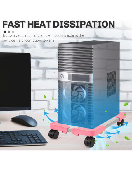 Soporte Móvil para CPU Liitrton Rosa Ajustable con Ruedas