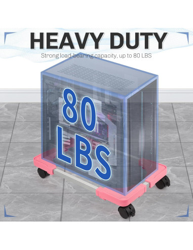 Soporte Móvil para CPU Liitrton Rosa Ajustable con Ruedas