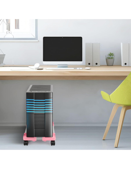 Soporte Móvil para CPU Liitrton Rosa Ajustable con Ruedas