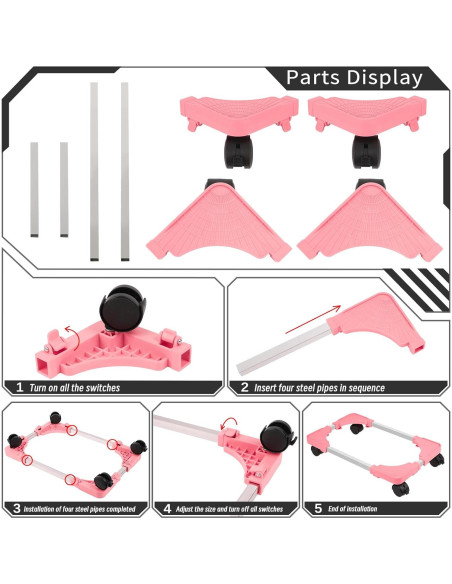 Soporte Móvil para CPU Liitrton Rosa Ajustable con Ruedas