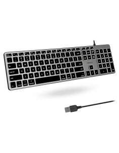 Teclado Retroiluminado Macally AMA0950 - 107 Teclas USB