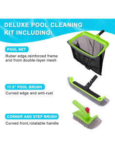 Kit de Limpieza de Piscina Sepetrel - Red de Skimmer y Cepillo 44.5 cm 2