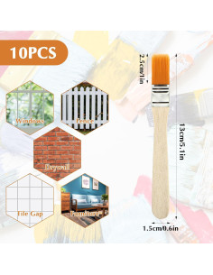 10 Pinceles de Pintura Planos de Madera 13cm - Fakongpai 2