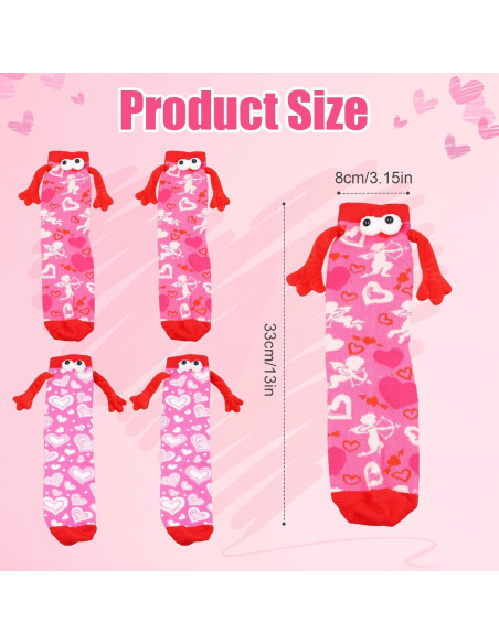 Calcetines de San Valentín 2 Pares Manos Magnéticas Rosa