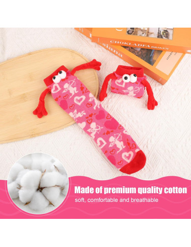 Calcetines de San Valentín 2 Pares Manos Magnéticas Rosa