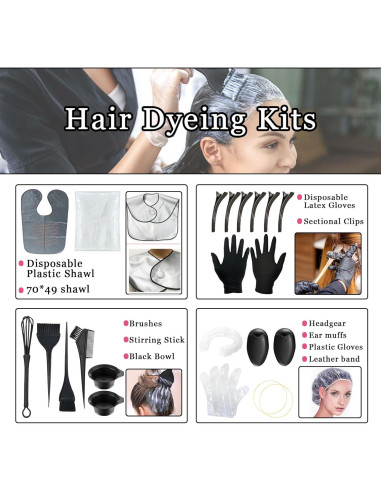 Kit de Coloración de Cabello JunKuJK 20 Piezas Reutilizable