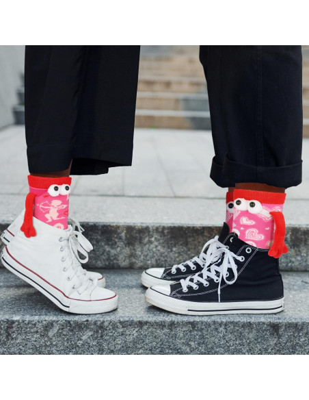 Calcetines de San Valentín 2 Pares Manos Magnéticas Rosa