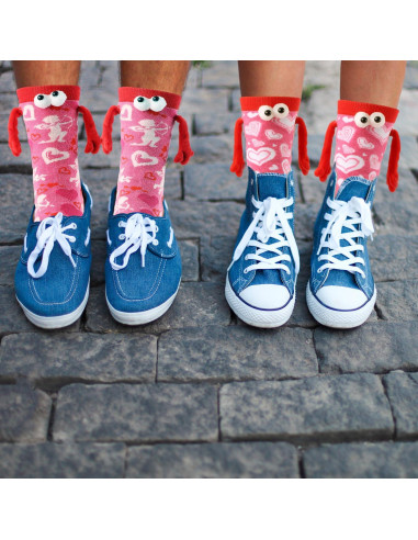 Calcetines de San Valentín 2 Pares Manos Magnéticas Rosa