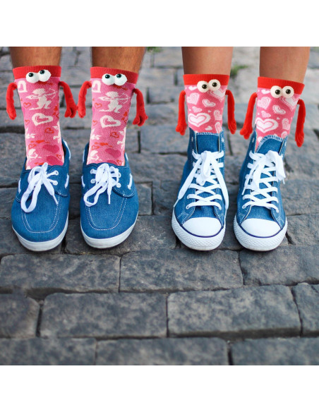 Calcetines de San Valentín 2 Pares Manos Magnéticas Rosa