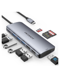 Hub USB C Acodot 9 en 1 HDMI 4K 3 USB 3.0 Lector SD