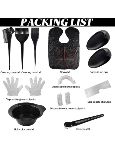 Kit de Coloración de Cabello YOOHUA 18 Piezas Negro