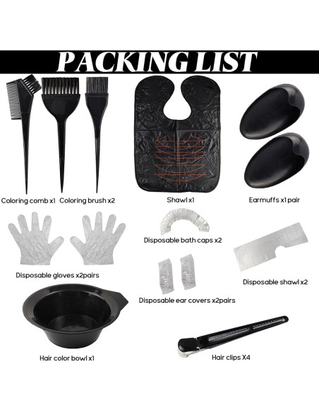 Kit de Coloración de Cabello YOOHUA 18 Piezas Negro