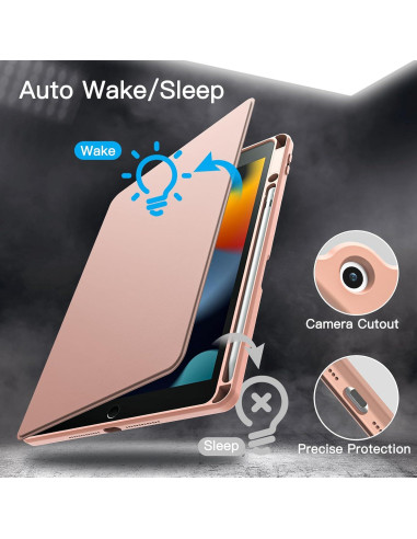 Funda Rotativa JETech para iPad 9/8/7 10.2" Oro Rosa