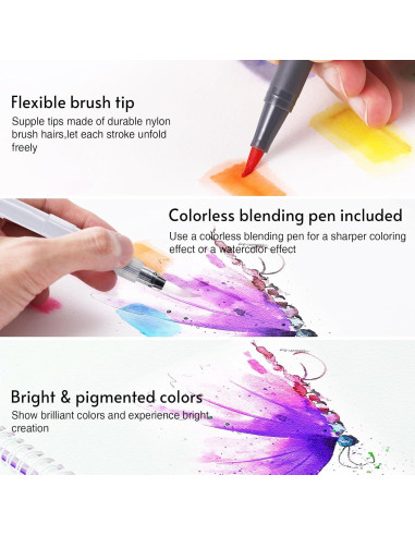 Set de 12 Marcadores de Acuarela TOSHARE con Pincel de Agua