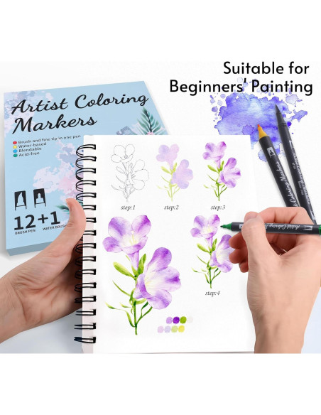 Set de 12 Marcadores de Acuarela TOSHARE con Pincel de Agua Set de 12 Marcadores de Acuarela TOSHARE con Pincel de Agua