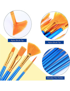 Conjunto de Pinceles Acrílicos AROIC 30 Piezas Nylon 2