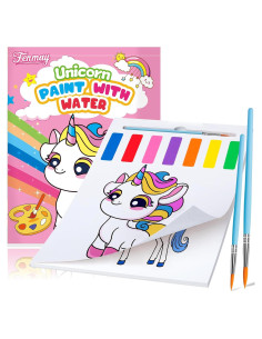 Libro de Pintura Acuarela Fenmay Unicornio con 2 Pinceles