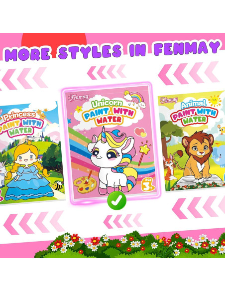 Libro de Pintura Acuarela Fenmay Unicornio con 2 Pinceles