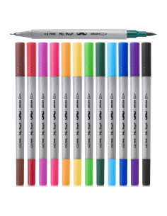 Marcadores de Pincel Doble Punta Mr. Pen - 12 Colores Vibrantes