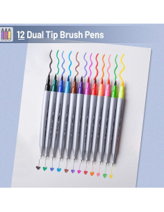 Marcadores de Pincel Doble Punta Mr. Pen - 12 Colores Vibrantes 2